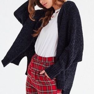 Urban outfitters navy chenille cardigan Soft Plush Oversize Sz Xs .